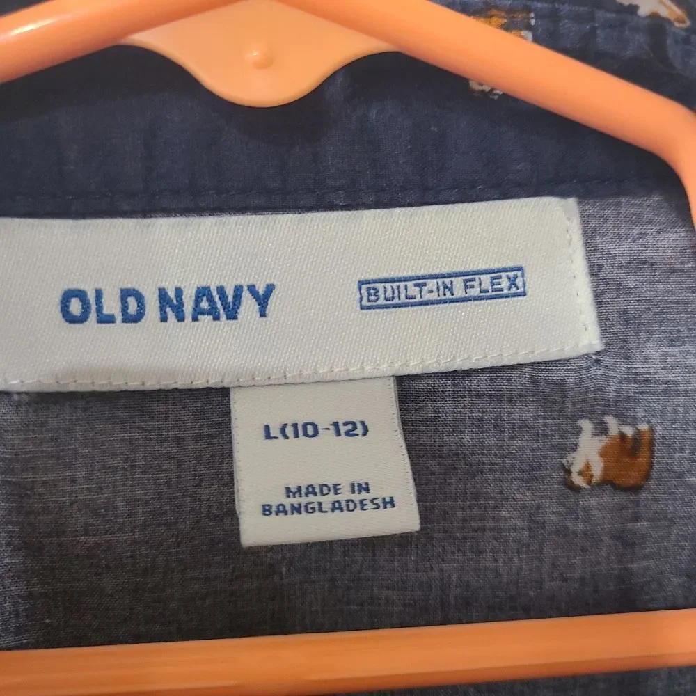 Old Navy Boys Navy Blue Shirt with Dogs